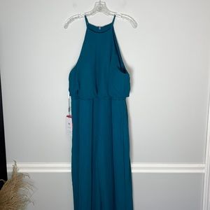 JJ’s House Teal Peacock Chiffon Sleeveless Jumpsuit New 22/24